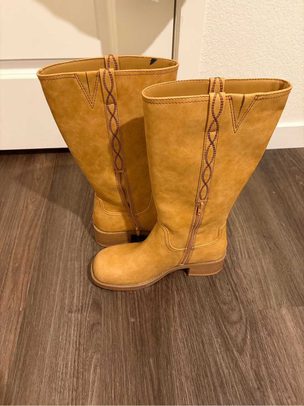 No Boundaries Mustard Tall Zip-Back Over-the-Knee Boots - Picture 3 of 5